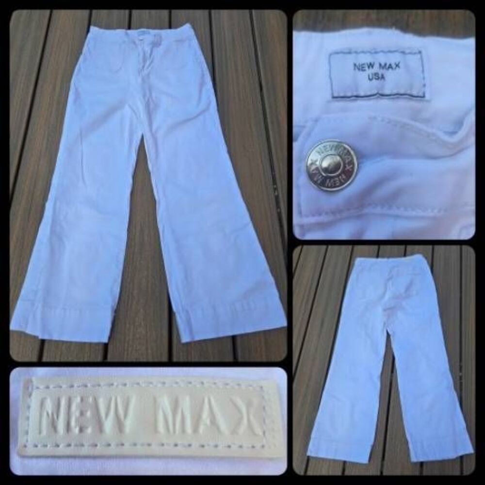 New Max USA white wide leg jeans size 8 cropped high waisted